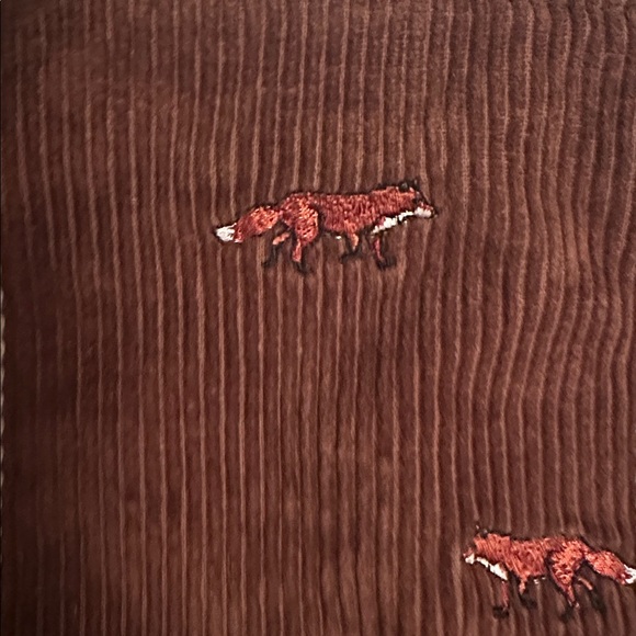 Vintage LL Bean Brown Small Corduroy Canvas Tote Bag With Fox Embroidery Purse - Picture 5 of 5